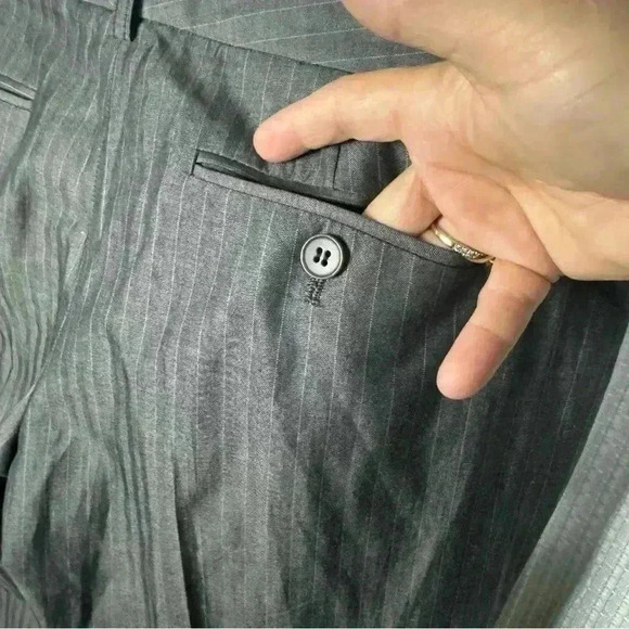 Theory Max C/Coin Women’s 6 Gray Pinstripe Flat Front Wide Leg Dress Pants - Picture 6 of 14